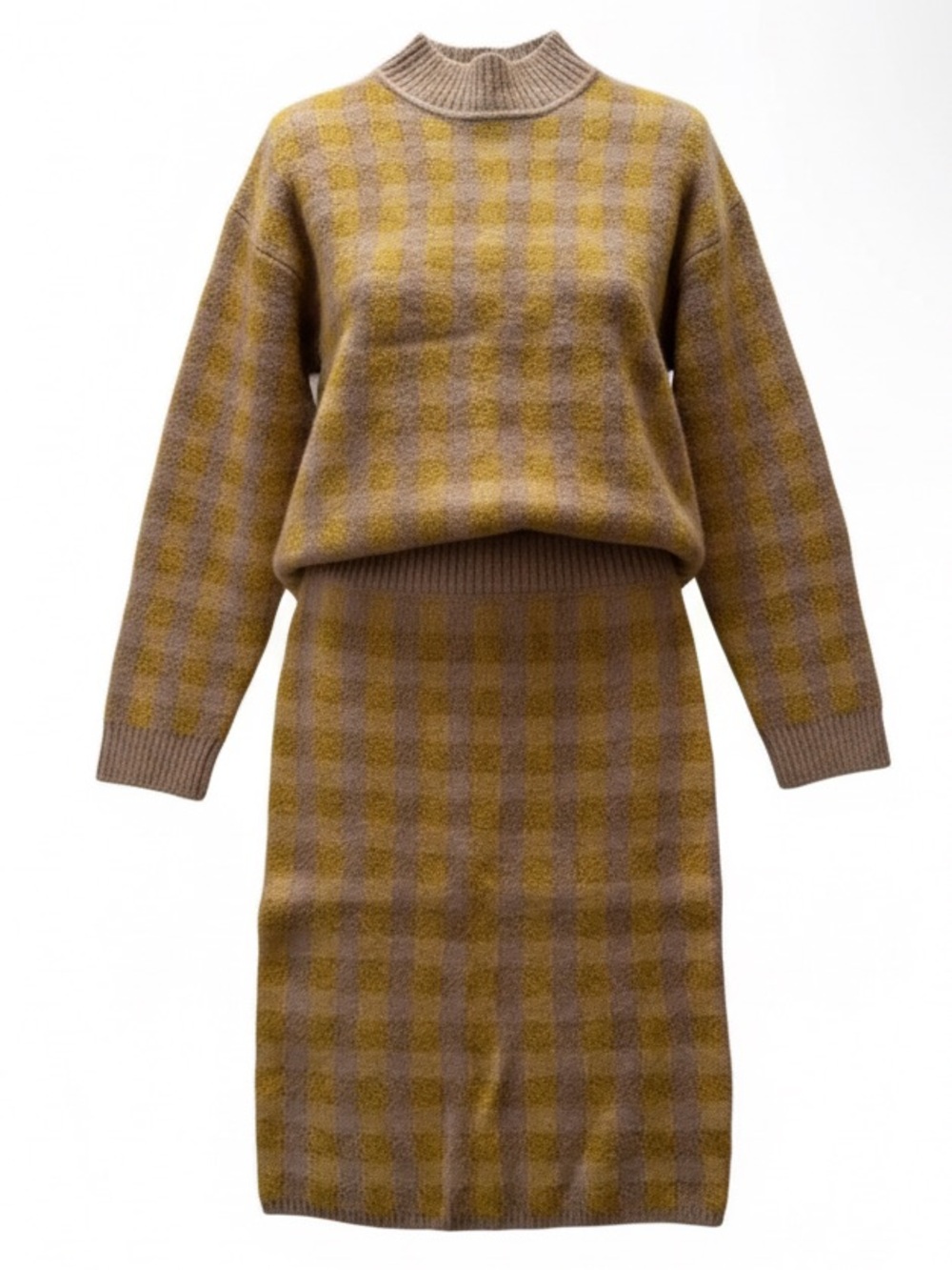 Hem & thread Oversized Sweater and Fitted Skirt Matching Two Piece Set Plaid - Picture 1 of 10